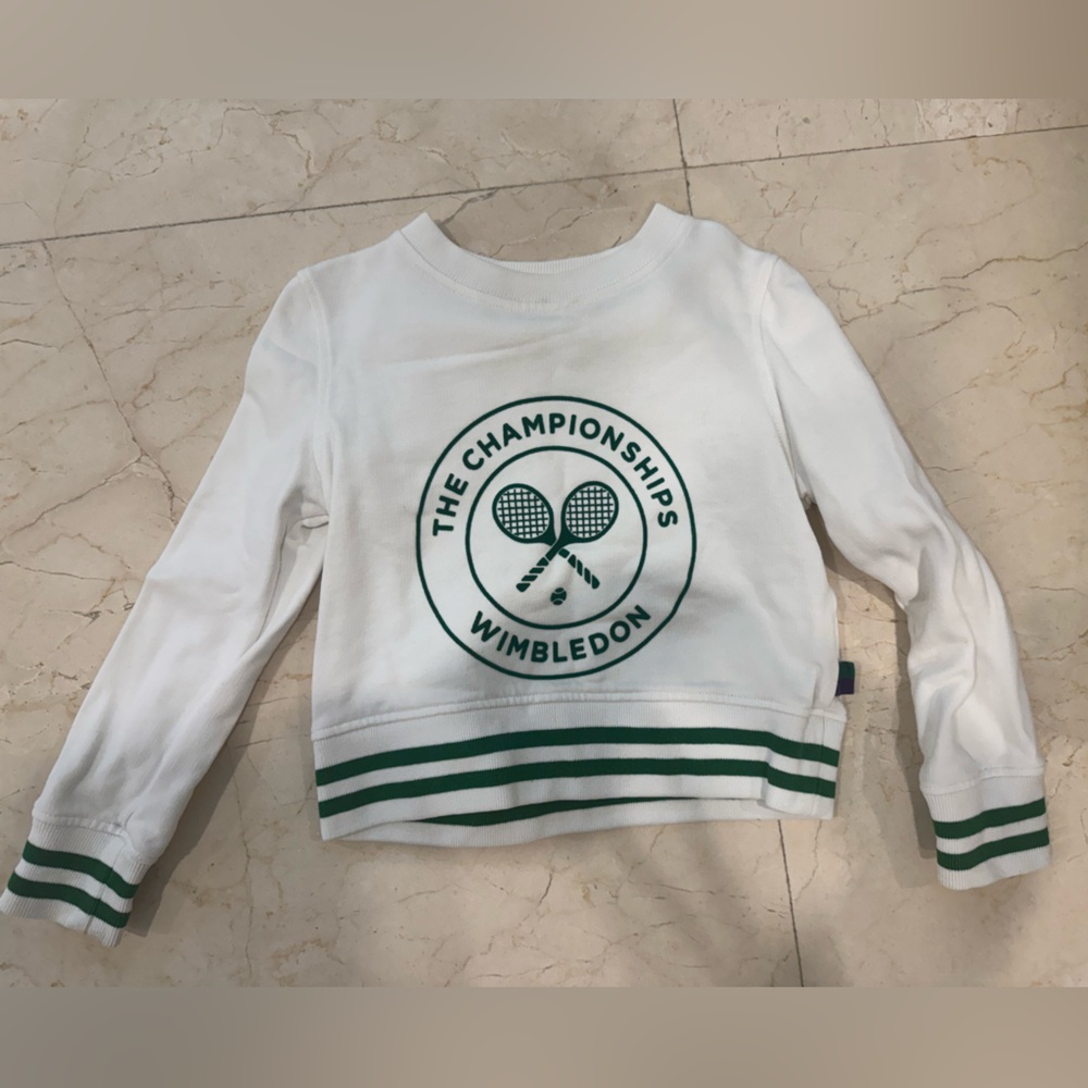 Wimbledon White and Green Kids Sweatshirt